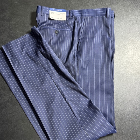 Tommy Hilfiger Other - Tommy Hilfiger Vassar Mens Navy White Pinstripe Wool Blend Dress Pants 36W